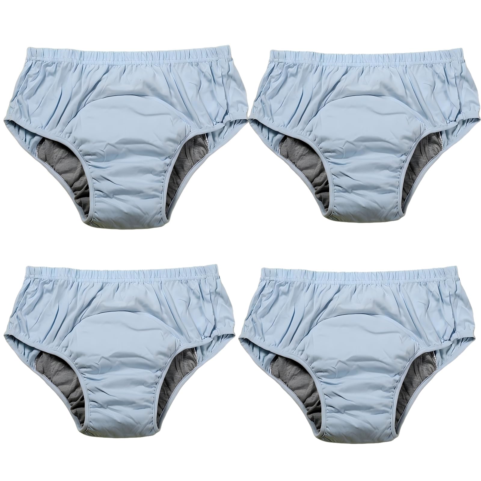 4pcs Incontinencia Pant para Mujer, Rreutilizable Pantalones de Pañal con Incontinencia Discapacitadas 100% Algodón Lavable para Discapacitadas, Posparto,Azul,XL