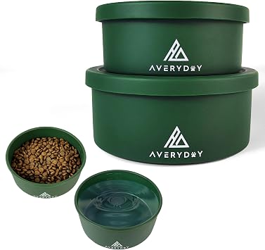 AVERYDAY 50 Oz Travel Dog Bowls with Lids, 2-in-1 Portable Pet Bowls for Food and Water, Leakproof Travel Dog Food & Water Bowl for Outdoor, Camping, Travel Dog Feeding Bowl, Daycare Pet Bowls