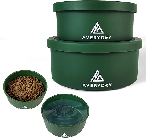 AVERYDAY 50 Oz Travel Dog Bowls with Lids, 2-in-1 Portable Pet Bowls for Food and Water, Leakproof Travel Dog Food & Water Bowl for Outdoor, Camping, Travel Dog Feeding Bowl, Daycare Pet Bowls