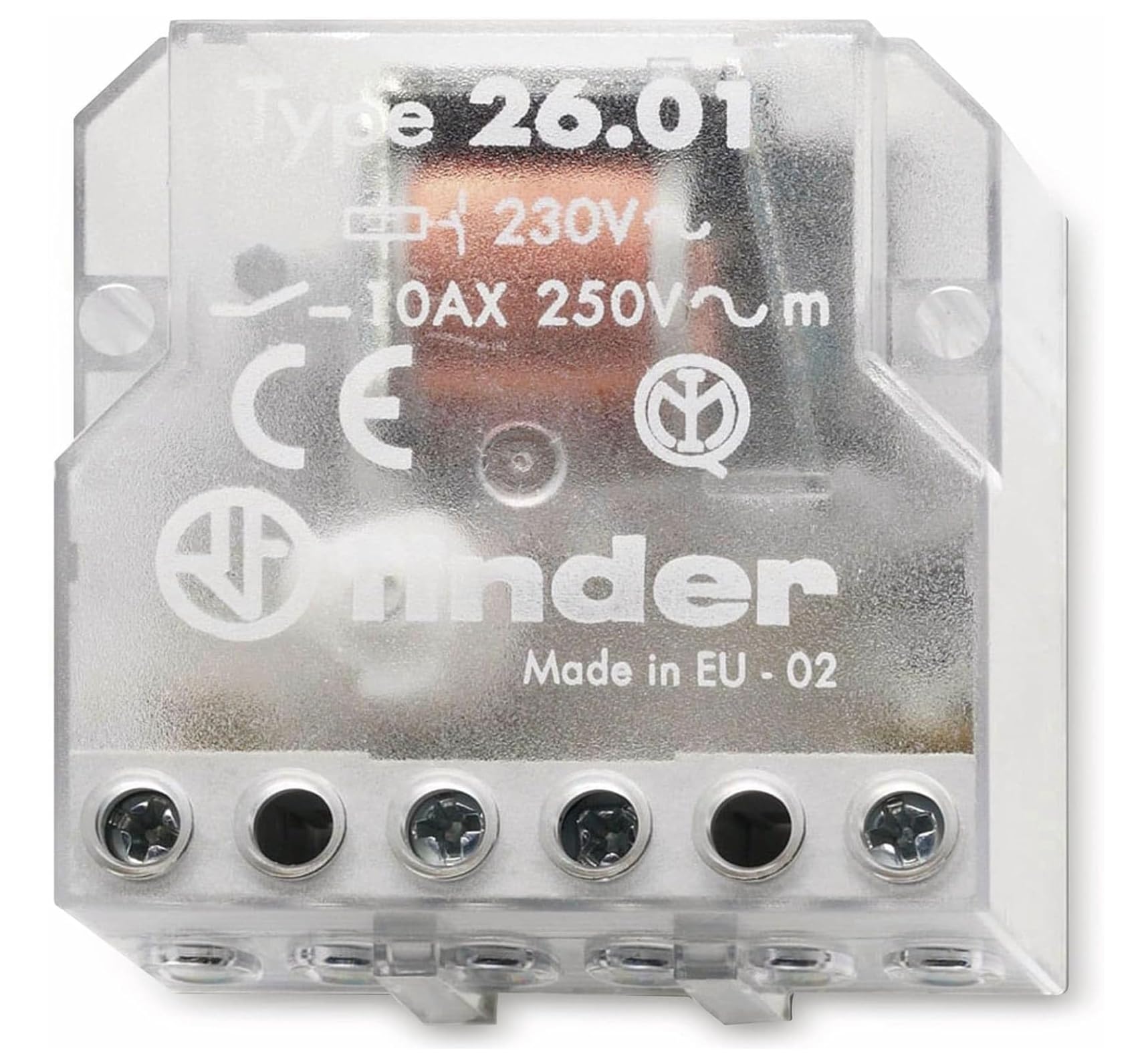 Finder - Caja de telerruptor, 1 unidad, transparente, 260182300000PAS