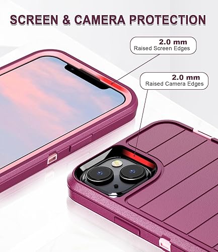 Miniatura 4 de Paprose Funda resistente de 3 capas para iPhone 15 Plus, a prueba de golpes, a prueba de caídas, polvo, protección completa, de grado militar, para