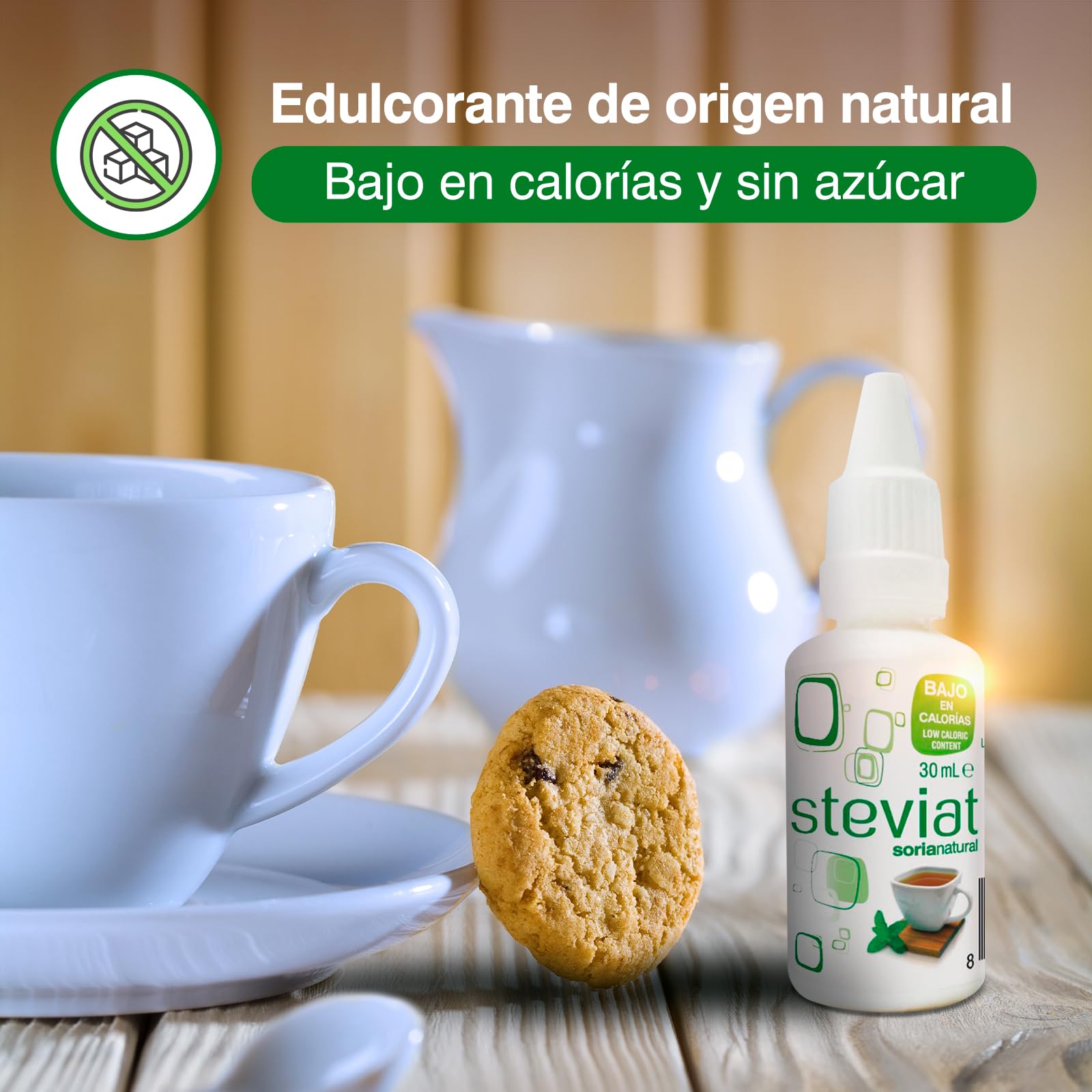 Soria Natural Steviat gotas Edulcorante de Mesa 100% Natural a Base de Glucósidos de Esteviol Stevia rebaudiana Sustituto de Azúcar Líquido Bajo en Calorías 30 ml