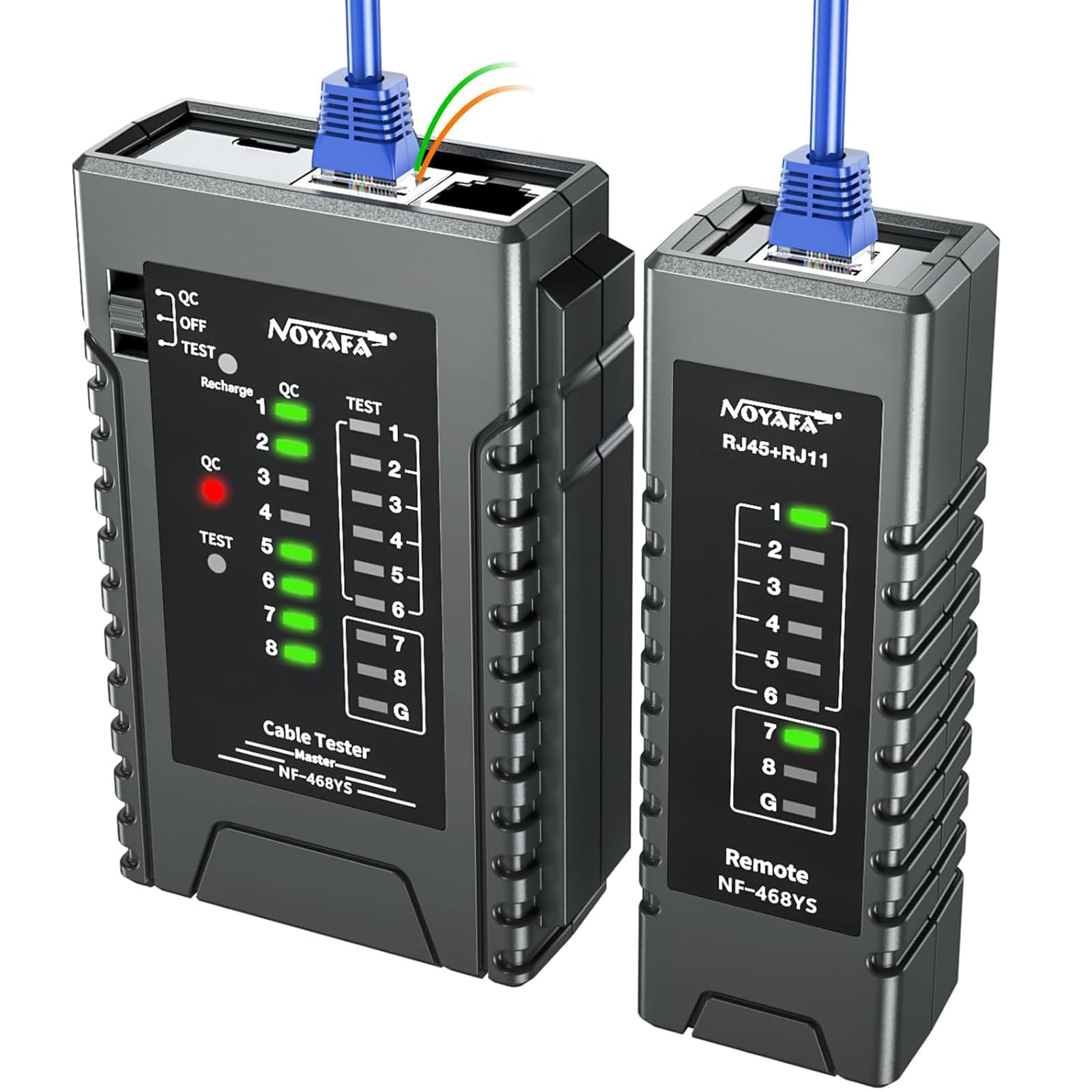 NOYAFA NF-468YS Network Cable Tester, Rechargeable Ethernet Cable Tester for RJ11, RJ12, RJ45, CAT5,CAT6, CAT7