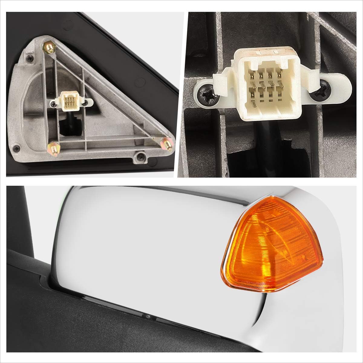 [Pair] Power Heated Tow Towing Mirrors Side Mirrors w/Amber LED Signal Compatible with 02-09 Dodge Ram 1500-3500,Chrome