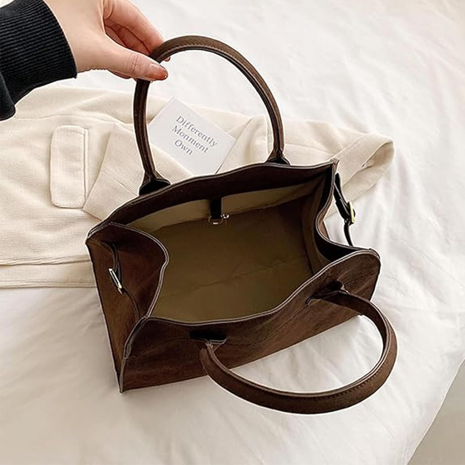 Modavo Parisian Stroll Bag brown suede handbag suede satchel bags for women Fashion Retro Shoulder Satchel