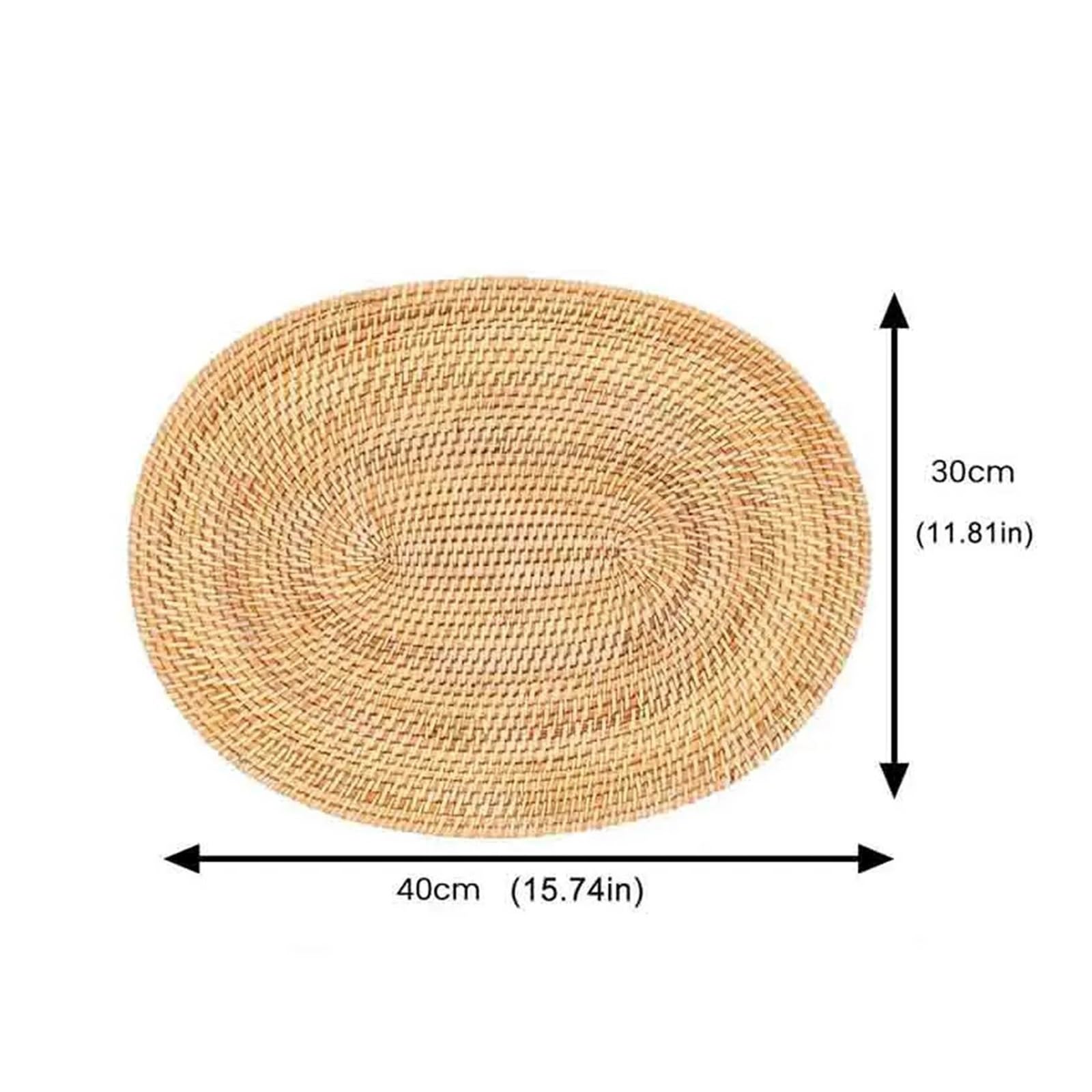 4 Stück ovales Rattan-Tischset, Rattan handgewebt Für Tisch | Teezeremonie-Zubehör, geeignet for Esszimmer, Küche