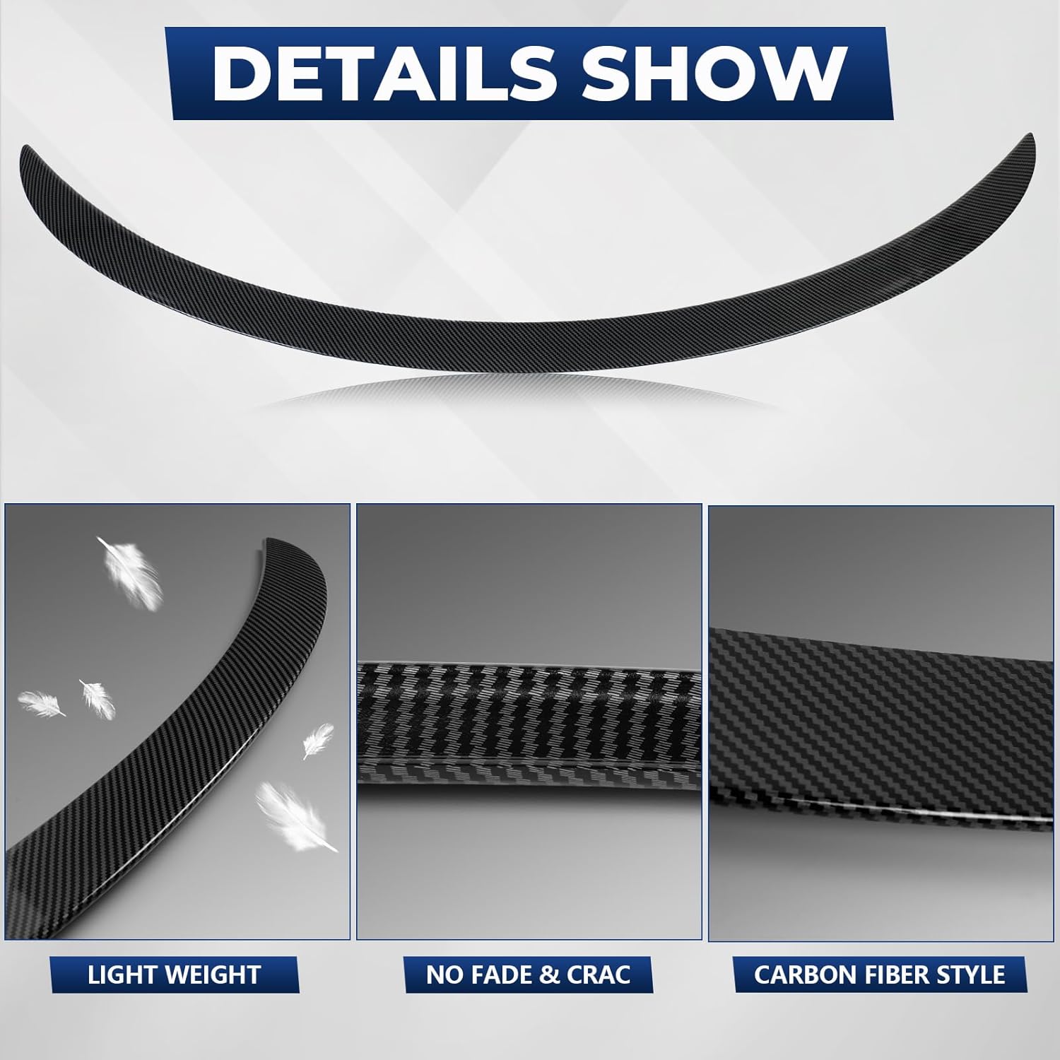 Spoiler Fit for 2024 2025 2026 Tesla Model 3 Highland | Carbon Fiber OEM-Style Rear Wing | Easy Drill-Free Installation