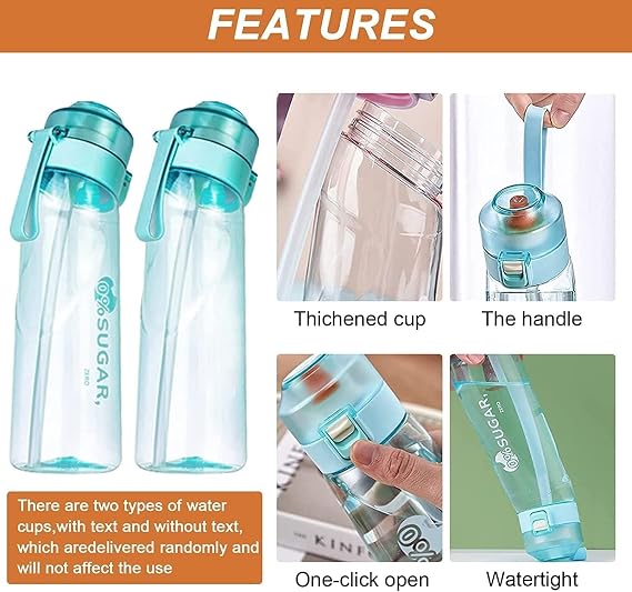 Air Up Water Bottles with 7 Flavor Pods Packs, 650ml Starter Up Set Drink Bottles with 7 Fruit Flavor Pods Flavors 0 Sugars, 0 Calories, Gym and Outdoor Sports Color : Blue