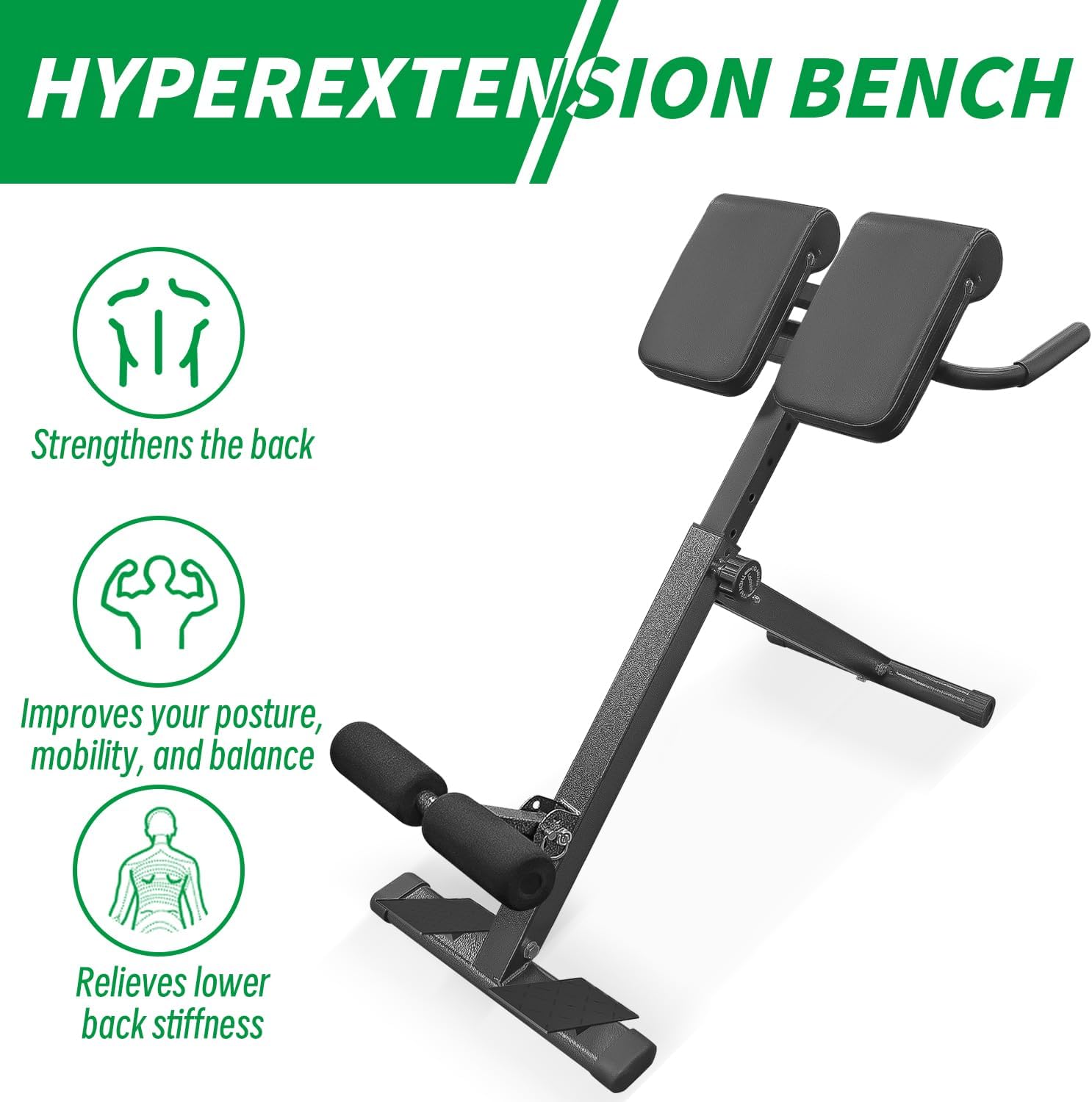 Hyperextension Roman Chair - Adjustable Bench Foldable Exercise Bench Back Extension Machine Roman Chair Exercise Equipment for Home （Metallic）