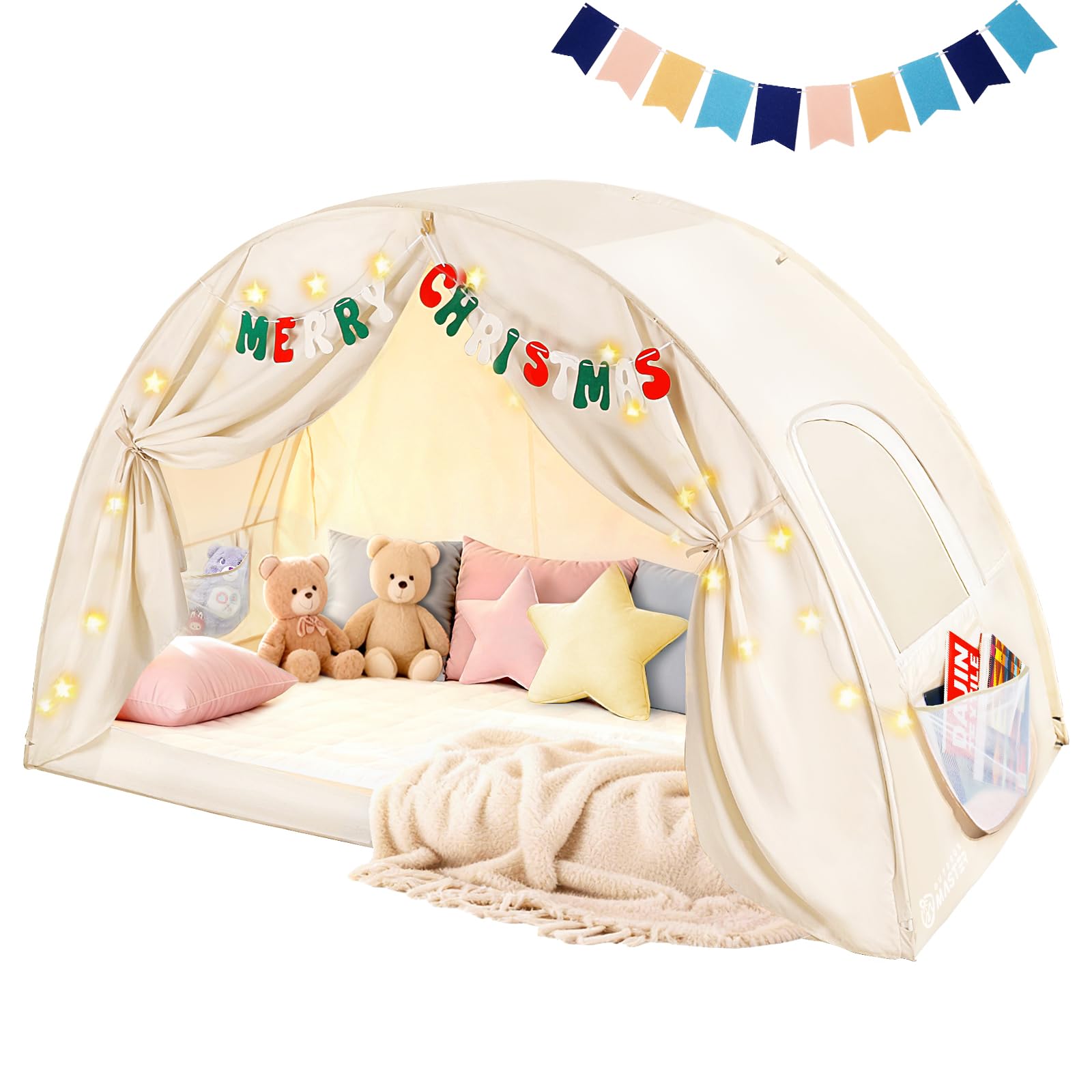 OutdoorMaster Twin Bed Tent for Kids, Indoor Floor Twin Tent Bed Canopy