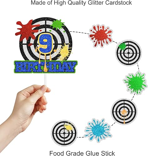 Miniatura 3 de Decoración para tartas de paintball 9 - para fiestas de salpicaduras de pintura, salpicaduras de fiesta de juegos de paintball, decoración de