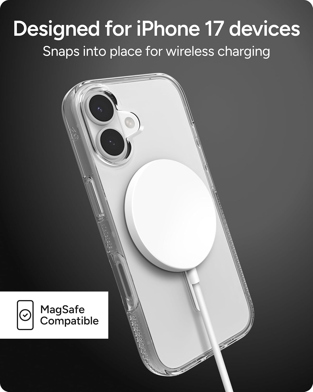 ZAGG Crystal Palace Case for iPhone 17 - Clear, Drop Protection (13ft/4m), ClearGuard Anti‑Yellowing & Scratch‑Resistant, MagSafe & Wireless Charging Compatible - Image 8