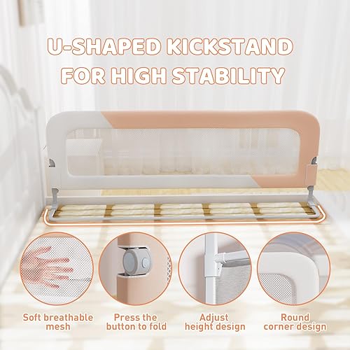 Miniatura 7 de omzer Barandillas de cama para niños pequeños para cama King  3 paquetes de barandilla de protección de cama de altura ajustable y barandilla