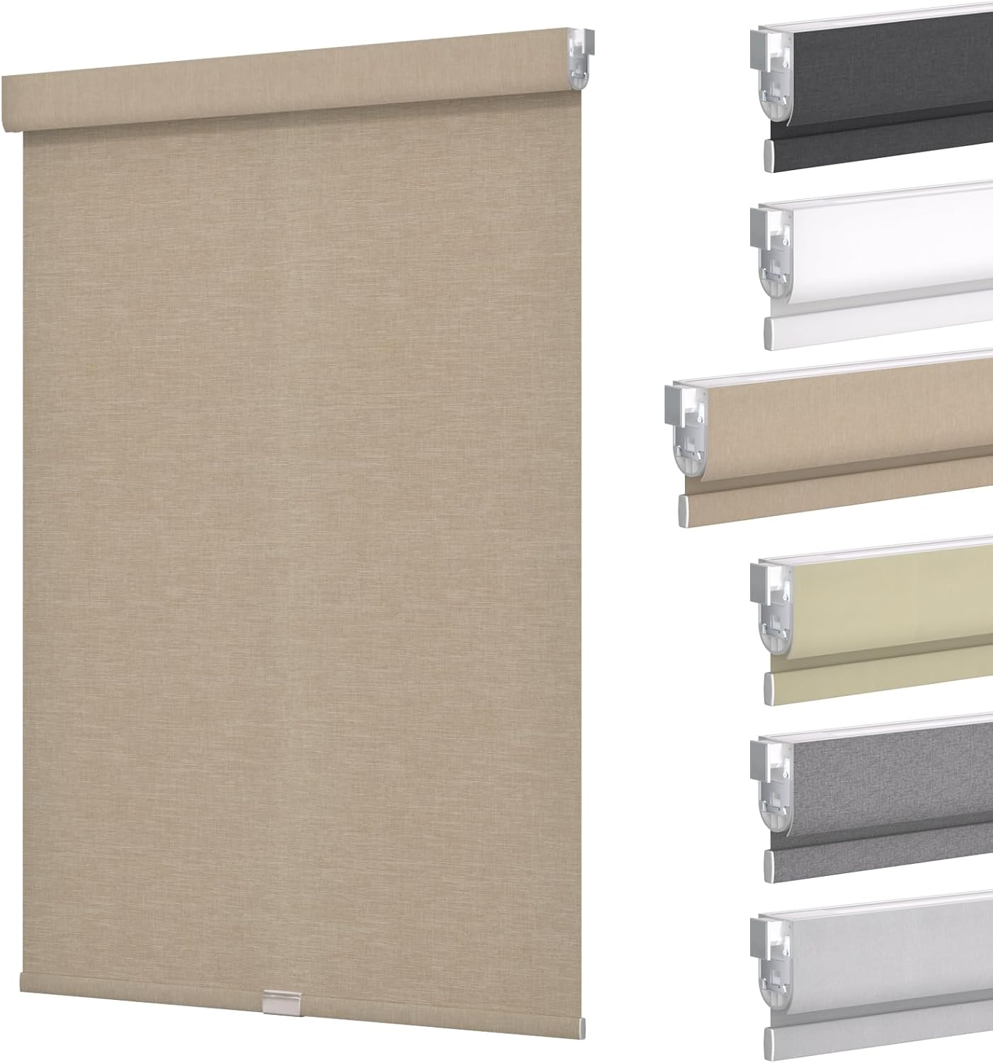 MYshade Custom No Drill No Tools Cordless Roller Shades,Waterproof Window Blinds for Home, Bedroom, and Living Room,Blackout Privacy Control with Easy Installation（Light Brown）