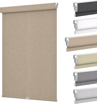 MYshade Custom No Drill No Tools Cordless Roller Shades,Waterproof Window Blinds for Home, Bedroom, and Living Room,Blackout Privacy Control with Easy InstallationLight Brown