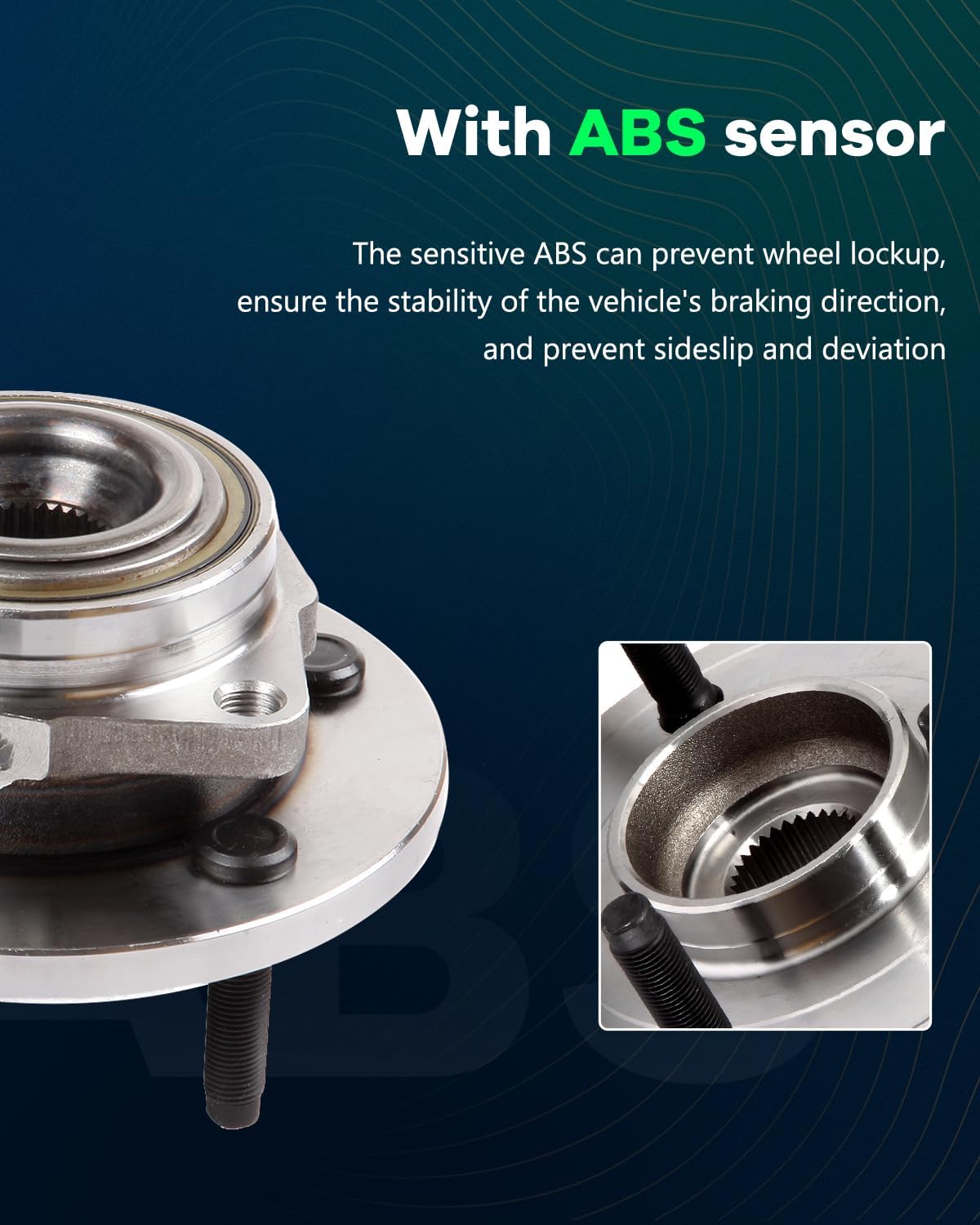 SCITOO Wheel Hub Wheel Bearing Assembly Front 513229 fit for Dodge DAKOTA 2005-2010 for Mitsubishi RAIDER 2006-2008 for Ram DAKOTA 2011 5 Lugs Wheel Hub Bearing Assemblies W/ABS 2pcs