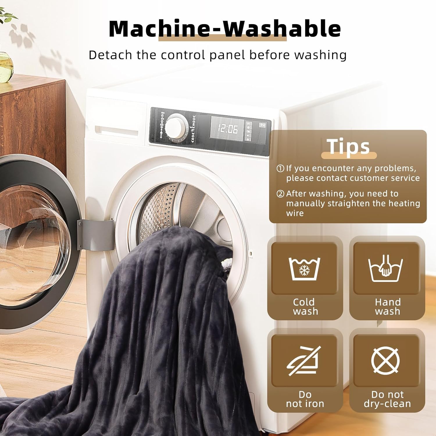 Heated Blanket Wearable Electric Blanket with Heated Foot Pocket, Portable Heated Blanket with Sleeves Flannel & Sherpa Heating Blanket with 6 Heating Levels & 1-10 Hour Timer, 51" * 71"+18", Grey - Image 6