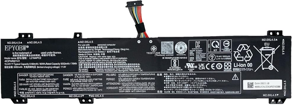 L21M4PC2 Laptop Battery 80Wh 5182mAh 15.44V Compatible with Lenovo Legion 5 15IAH7H 15IAH7 15ARH7H 15ARH7 / Legion 5 Pro 16IAH7H 16ARH7H 16ARH7 16IAH7 Series L21M4PC3 L21D4PC1