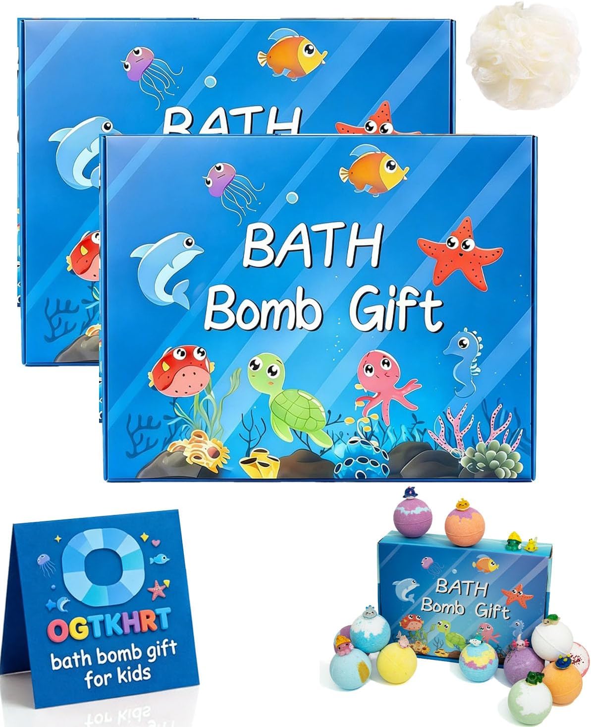 Bath Bombs with Surprise Toys Inside for Kids Gift 12 Pack Easter Egg Natural Rainbow Baths Bombs Ocean Theme Mega Foaming Bubbles Organic Essentials Shower Relaxing Kit for Girls Boys (1set)