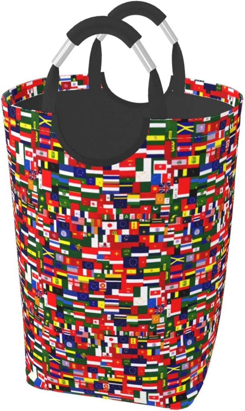 National flag collection Foldable storage bag, 50L capacity, suitable for laundry room, dormitory bedroom, dirty clothes storage basket.