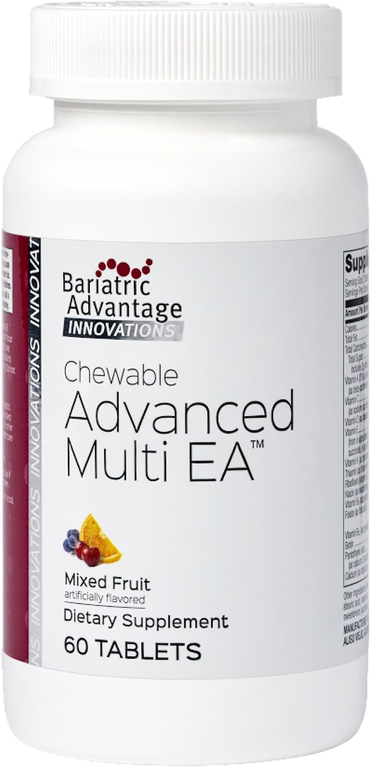 Bariatric Advantage Chewable Advanced Multi EA - High Potency Daily Multivitamin with Iron for Bariatric Surgery Patients - Mixed Fruit Flavor - 60 Count