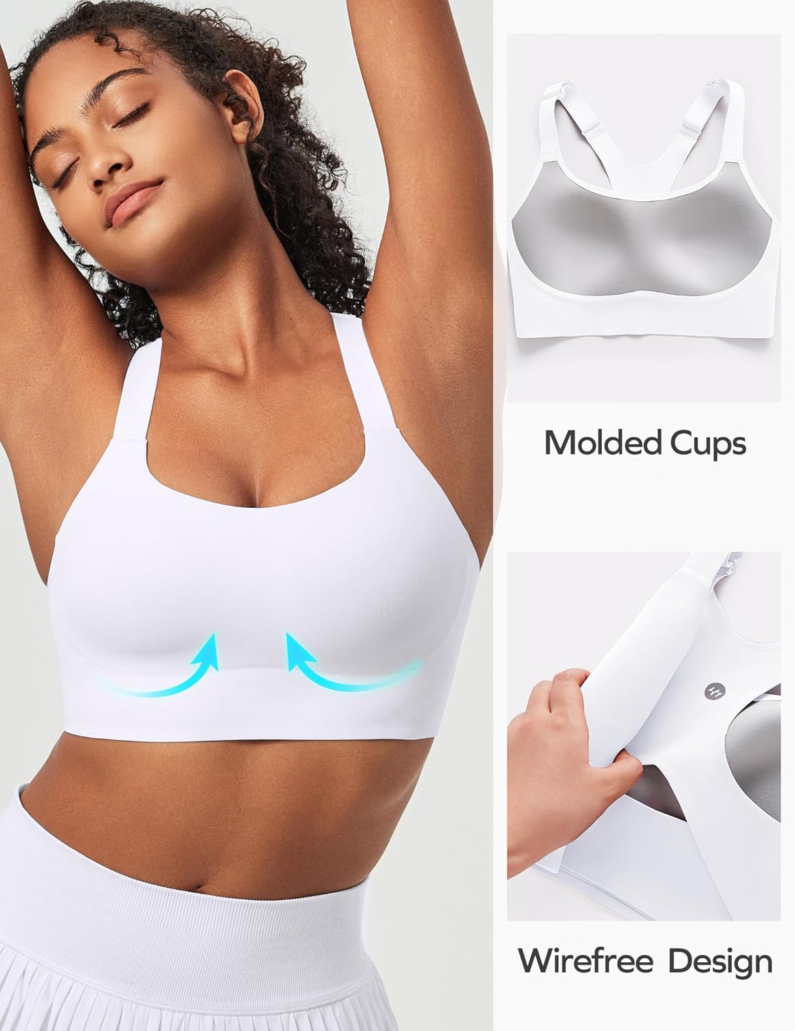 Ewedoos Womens Sports Bras Comfort Yoga Sports Bra Medium Support Racerback Workout Tops Seamless Adjustable Gym Bra