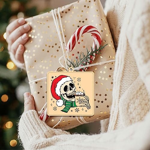 Miniatura 7 de ORIGACH Juego de plantillas de troqueles de corte de calavera de Navidad, sellos de silicona troquelados de metal y plantilla de PET con patrón de