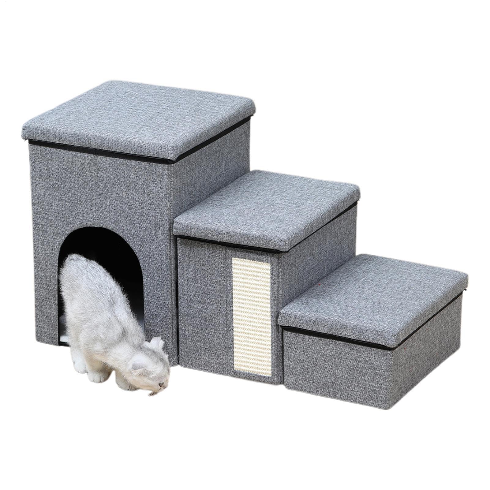 Escalier pliable pour animaux : organiseur échelle chat chien avec boîte rangement pour canapé lit