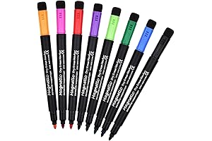 UPGRADED Magnetic Dry Erase Markers - Fine Tip, Assorted Colors, 8 Pack,...