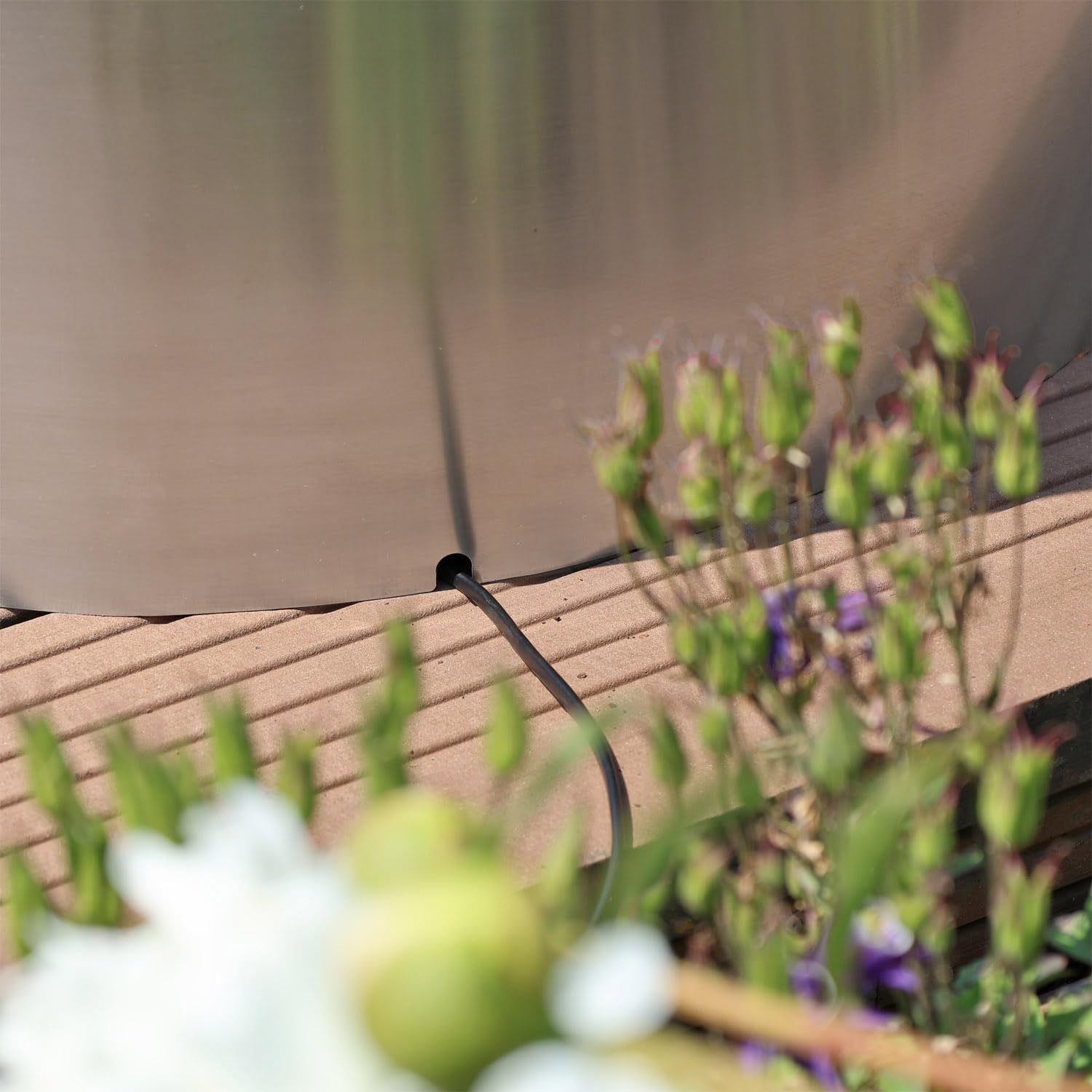 CLGarden Becken Set 90L ø 66cm mit Edelstahl Umrandung für Brunnen auf Terrasse Balkon Garten Springbrunnenbecken Brunnenbecken rund
