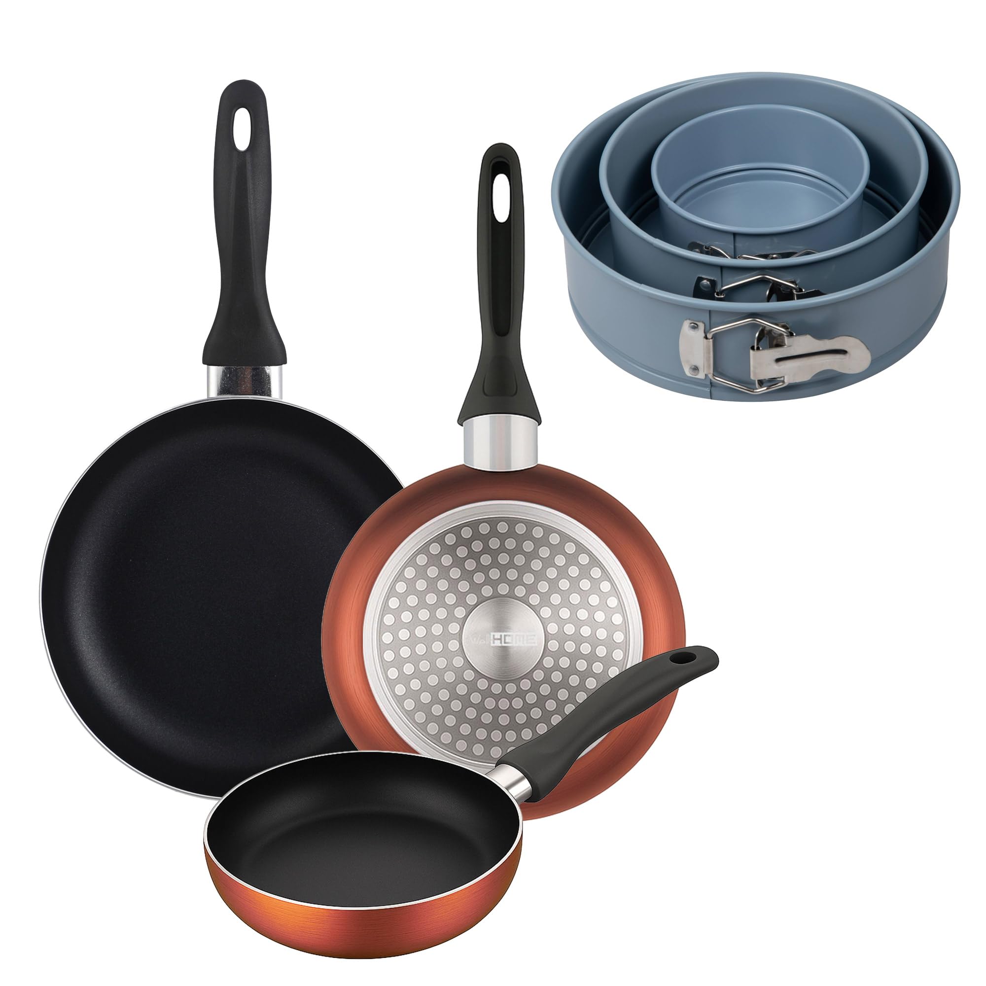 Lot poêles aluminium pressé 16 20 24 cm et moules à pâtisserie ronds