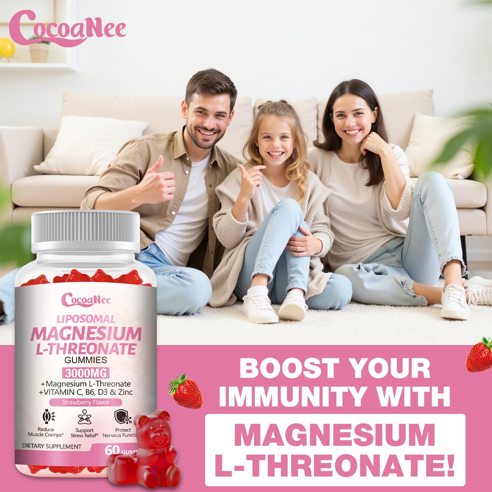 3000mg Liposomal Magnesium Threonate Gummies, Magnesium Glycinate Supplements, Liposomal Enhance 98% Absorption, Muscle Relaxation, Calm Mood Support & Energy Support for Adults, Strawberry Flavor — Amazon image 7