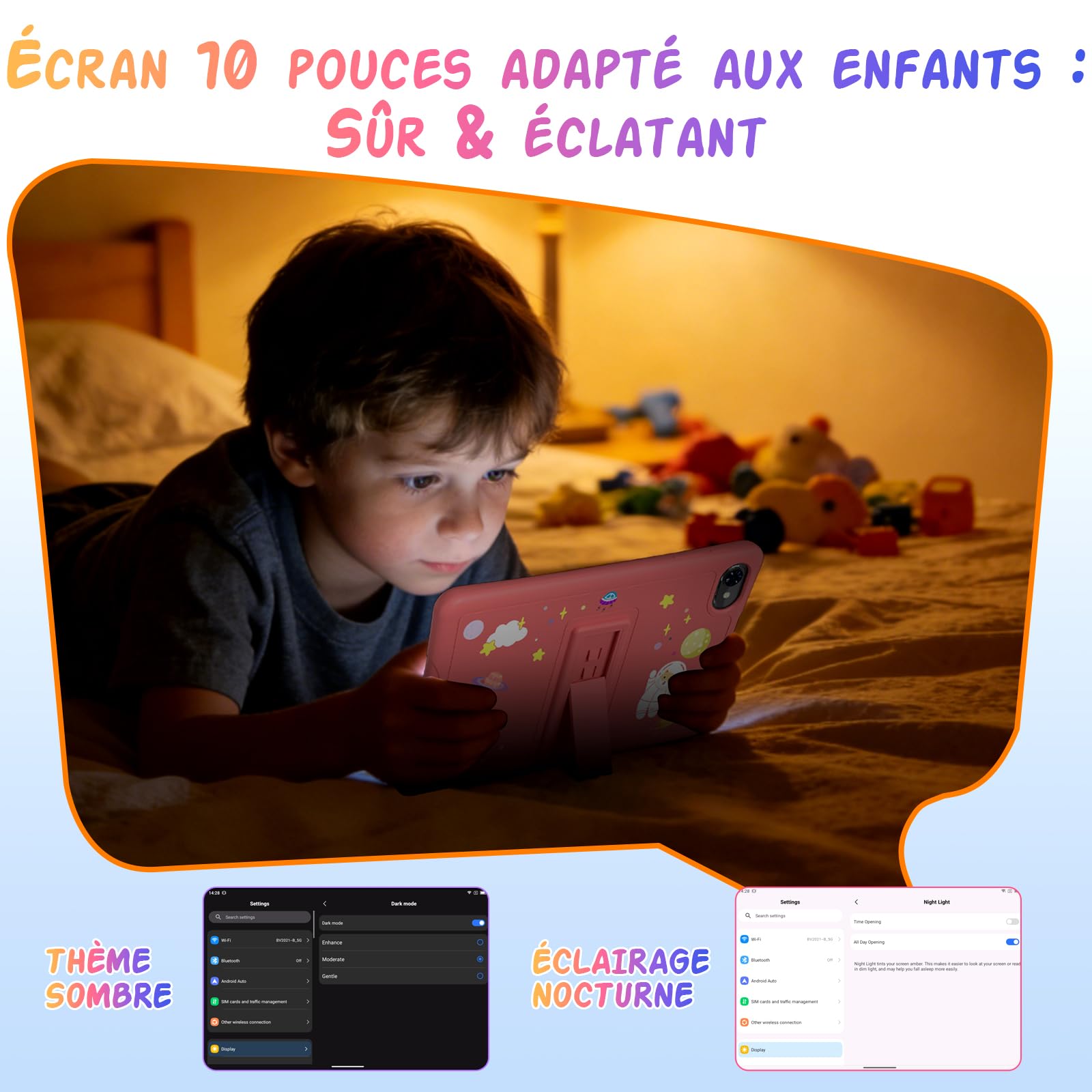 Tablette Enfants 10 Pouces, Android 16 Tablette pour Enfant 3-14 Ans Éducative, 16Go(4+12) RAM + 64Go ROM/2To TF, Contrôle Parental, GMS, 5000mAh, WiFi6, Garantie de 4 ans, Tablet avec Stylet, Rosa