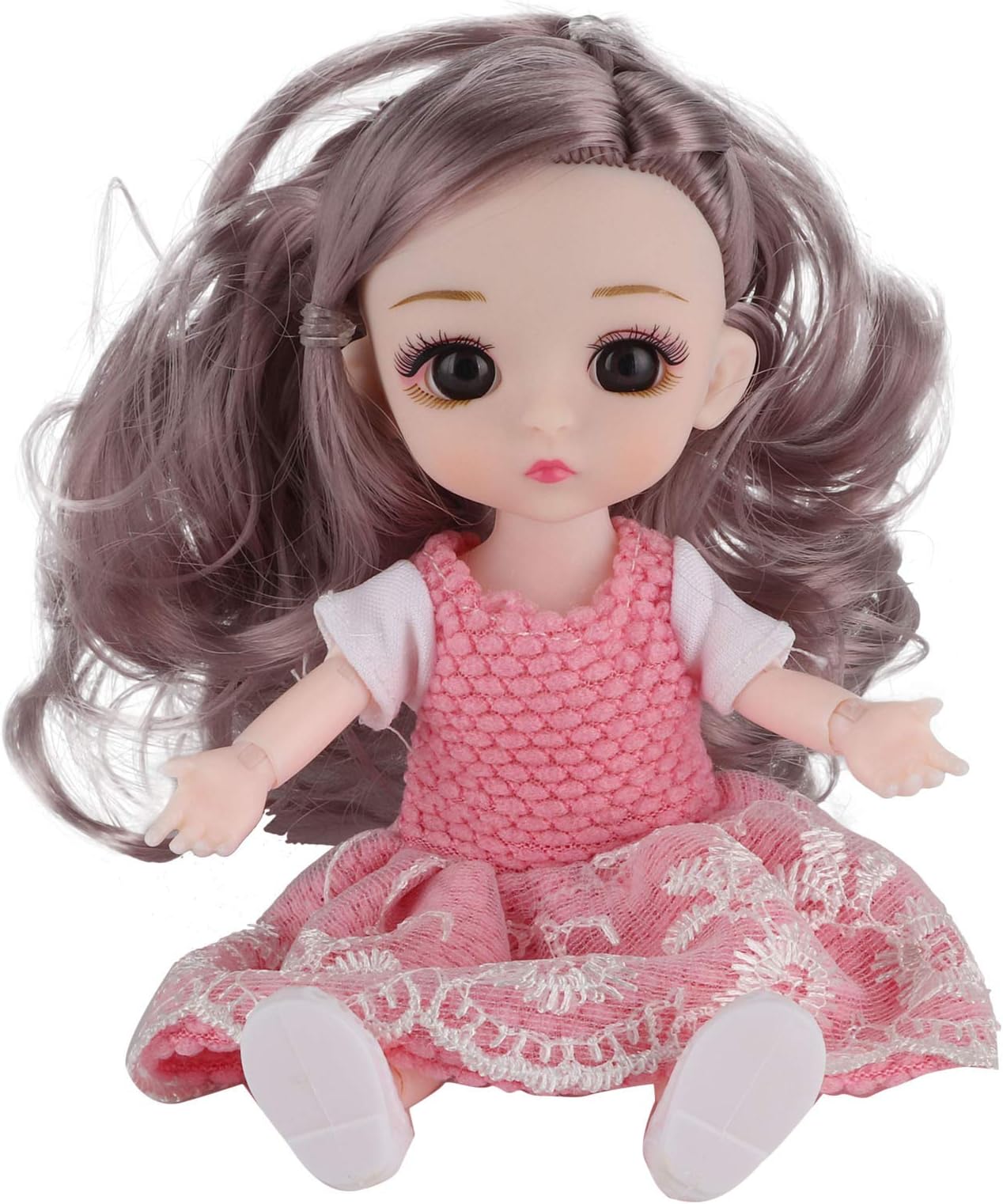 Vbestlife Mini Doll, Beautiful Doll Toy Long Service Life Dress Up Doll Durable Charming Movable Joint Doll for Gift