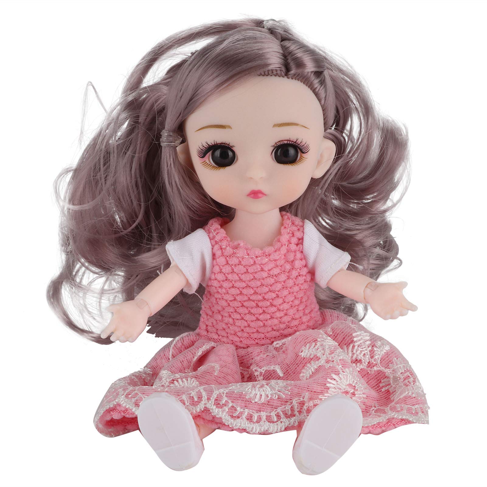 Vbestlife Mini Doll, Beautiful Doll Toy Long Service Life Dress Up Doll Durable Charming Movable Joint Doll for Gift