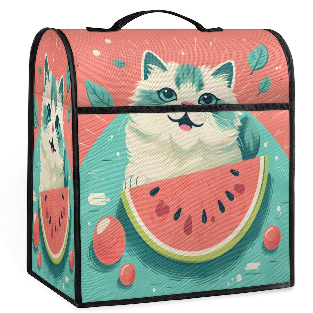 Coffee Maker Cover Cute Cat Watermelon Kitchen Appliance Covers Small Appliance Covers Blender Cover Juicer Cover Dust Covers for Kitchen Appliances with Top Handle and Pockets,Washable,B382