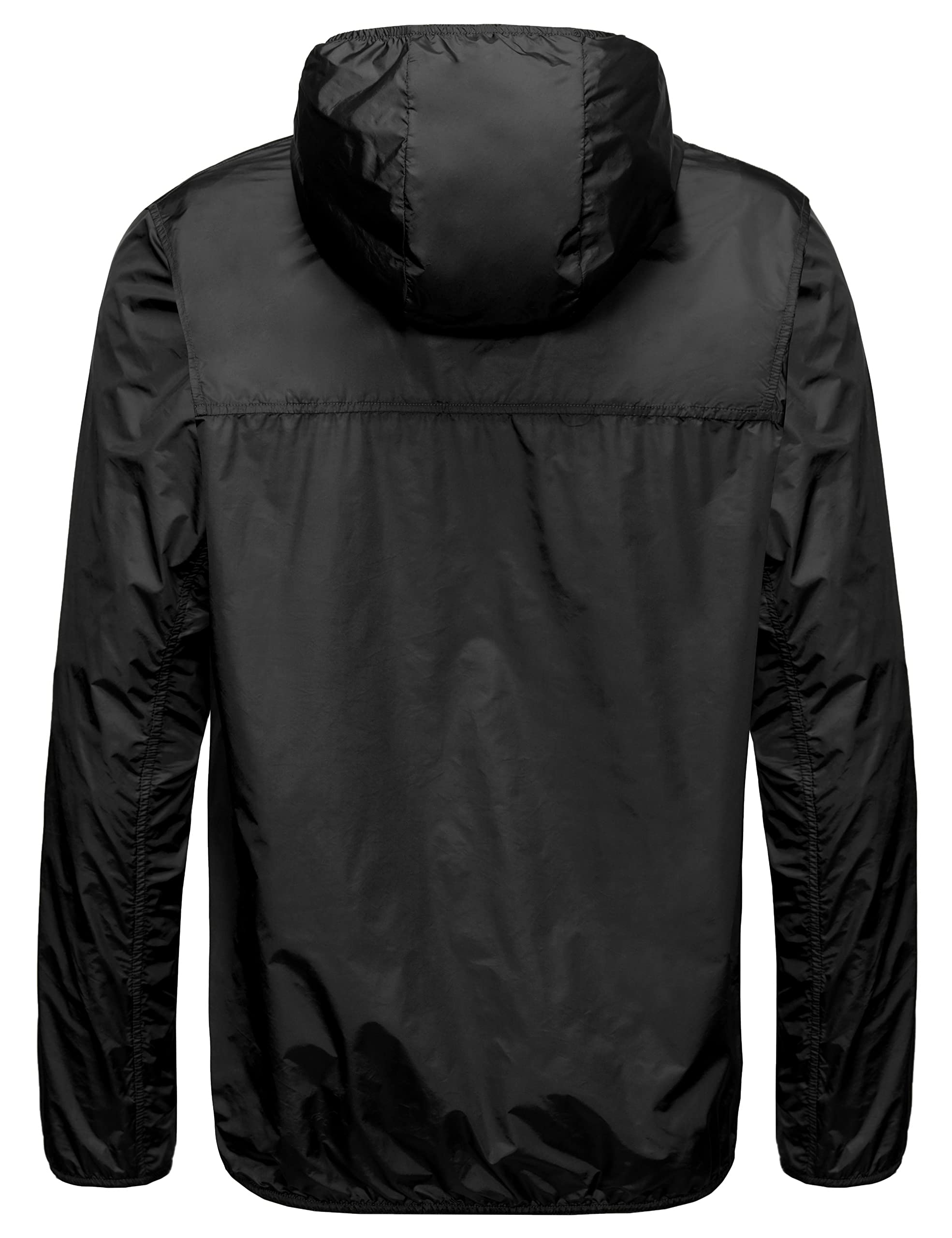 Little Donkey Andy Men's Lightweight Packable Sun Protection Jacket Quick Dry Windbreaker for Hiking Running Black 2XL