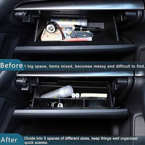 Miniatura 2 de Daeiclru Organizador de divisores de guantera compatible con Subaru Crosstrek 2024 y Subaru WRX 2022-2024, caja de inserción de ABS, bandeja
