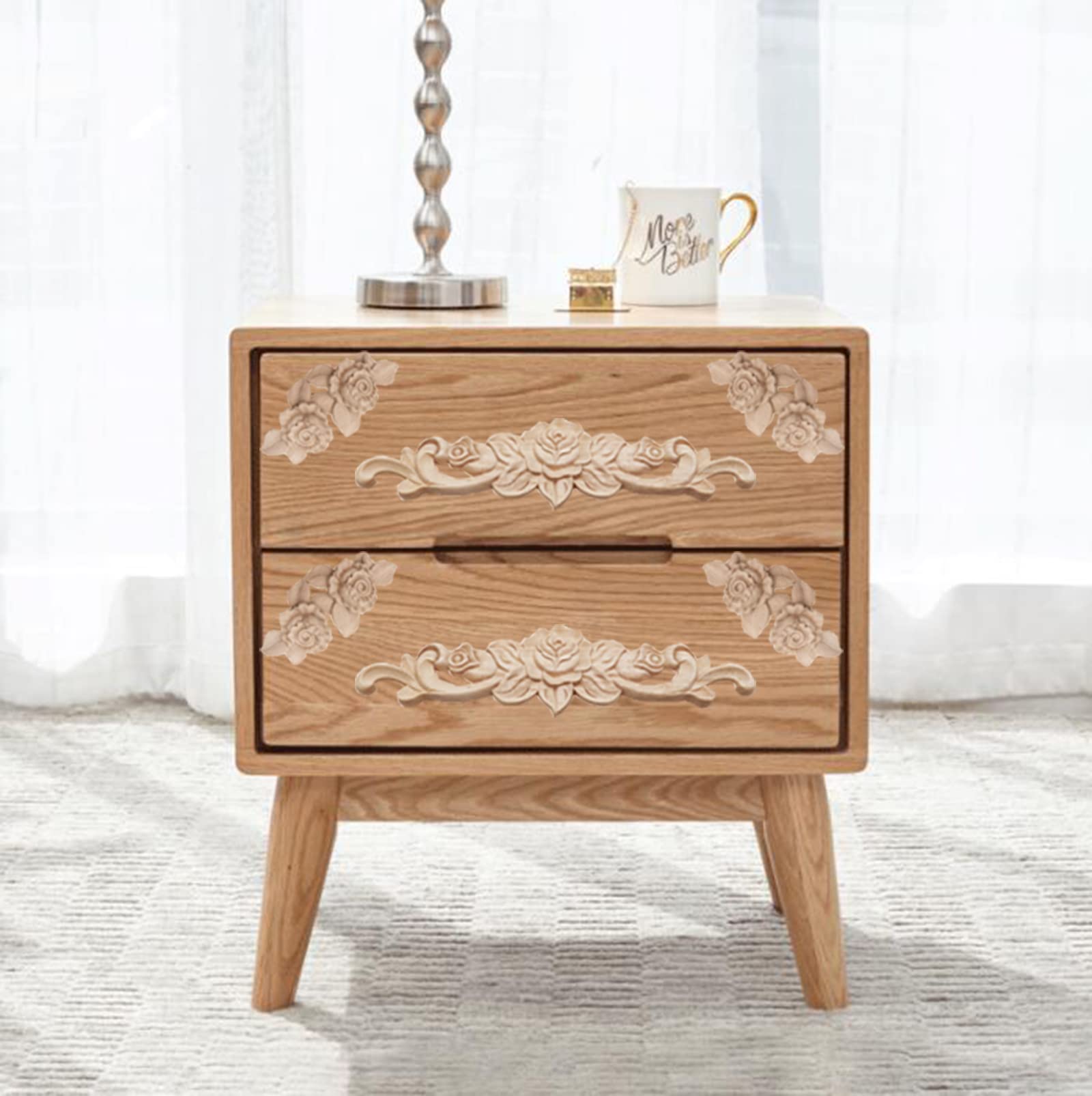 Moulures Décoratives En Bois Sculpté - Lot De 12 - 8, 12 Et 15 Cm - Pour Meubles, Portes, Murs