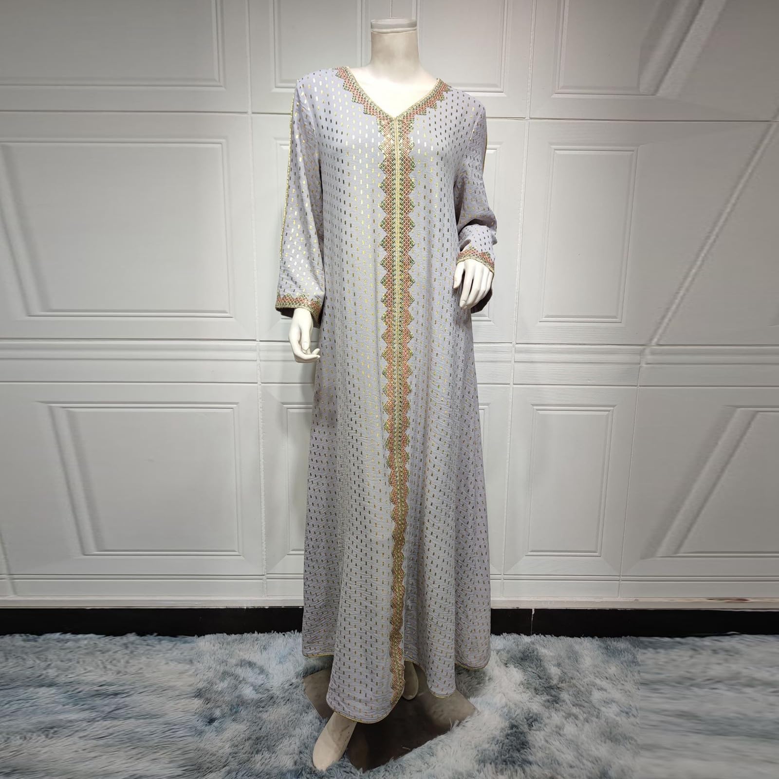 Vestido Dubái musulmán Estampado en Oro para Mujer