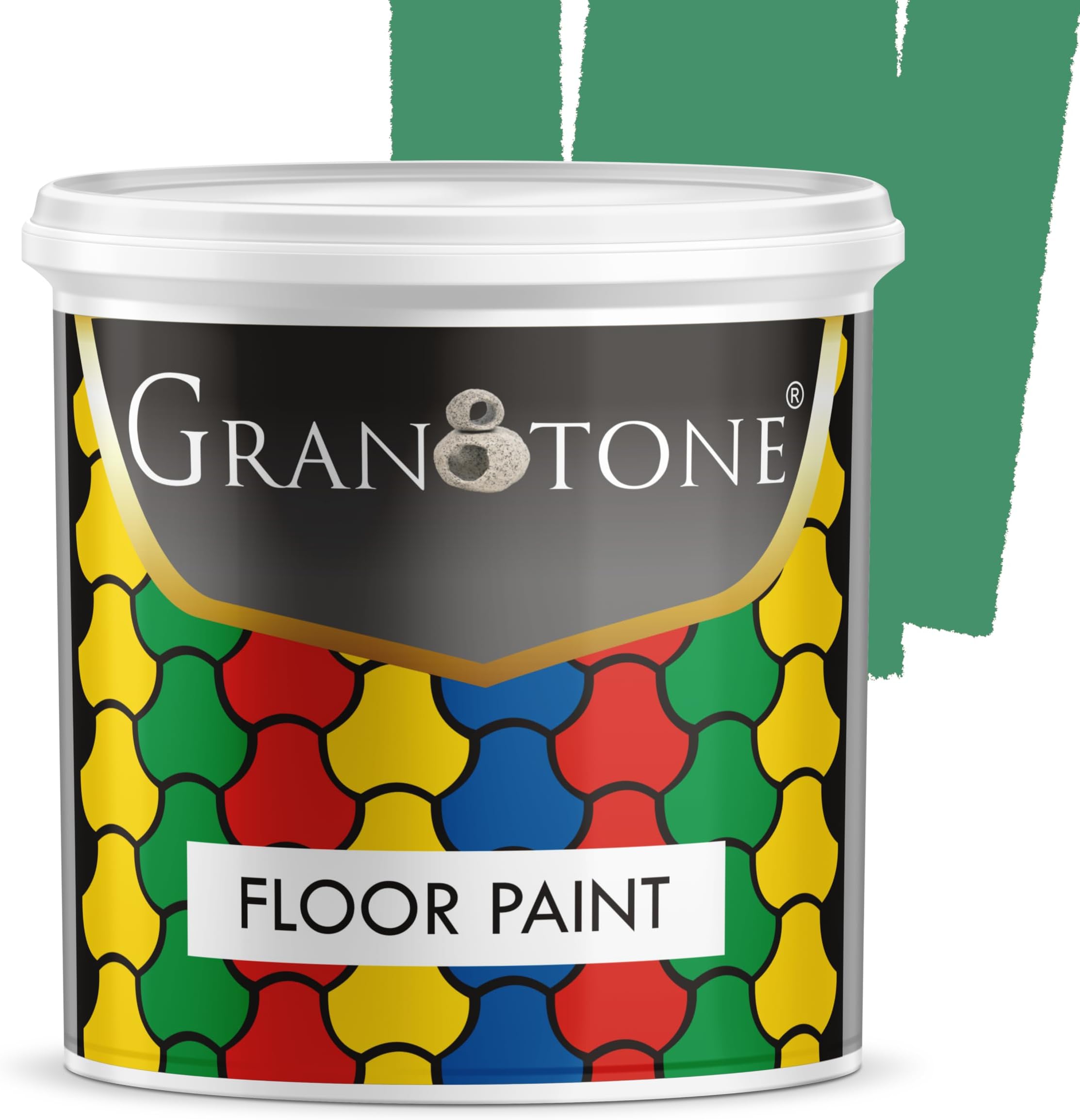 GRANOTONE Floor Paint 1 Litre Dark Green Colour Polyurethane and Acrylic Polymer Based Concrete Sealer Anti Slip Thick and Durable for Cement Floor and Tiles Made in India