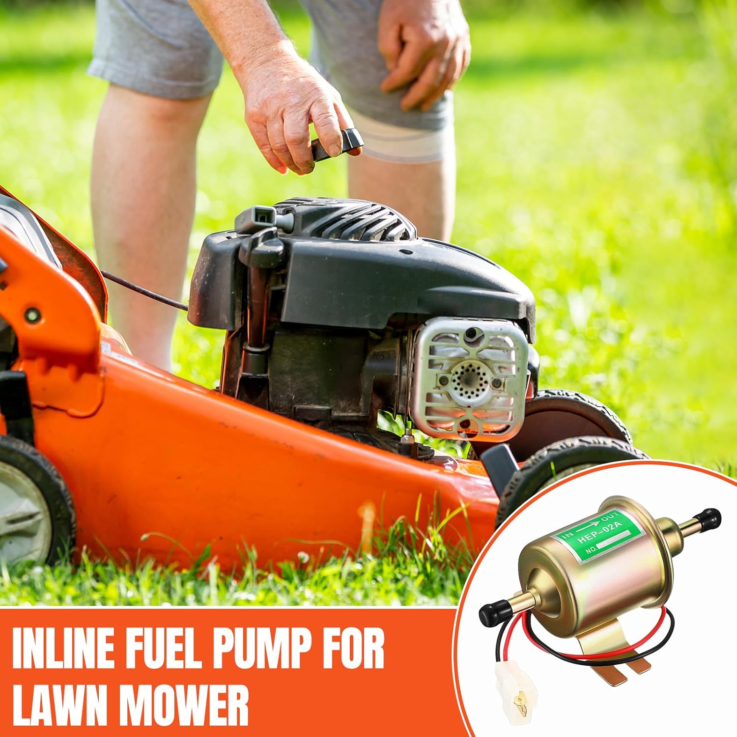 Threlaco 2 Pcs Electric Fuel Pump Kit 12v Universal Low Pressure 4-7 Psi Gas Diesel Inline Pump with 2 Fuel Filter and 8 Hose Clamp Carburetor Hep-02a Lawn Mower Transfer Machine(Gold)