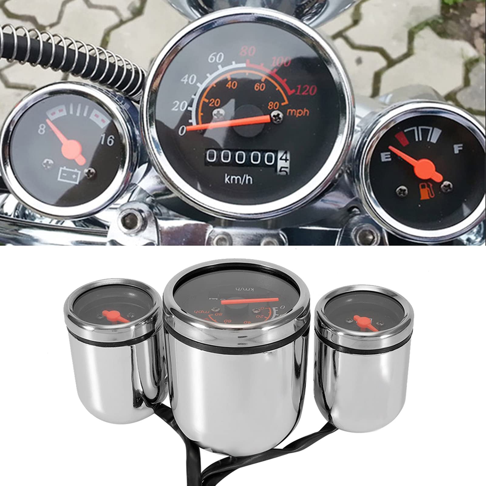 Tachimetro per moto, tachimetro digitale per strumenti per moto in acciaio inossidabile Kit indicatore contachilometri