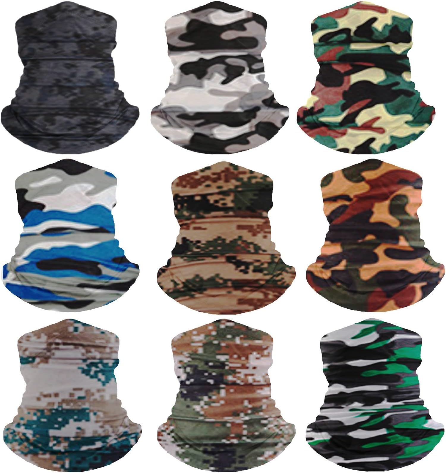 9Pcs Headwear Neck Gaiter for Women Balaclava Tube UV Face Mask Headband Men Ski Cooling Warm Bandanas Wrap Pack