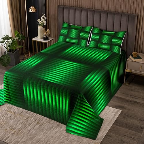 Miniatura 8 de Castle Fairy Juego de edredón moderno de 3 piezas para niños, jóvenes, hombres y mujeres, decoración de dormitorio, diseño de rayas en 3D, juego de