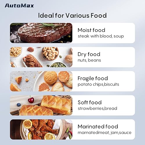 Miniatura 7 de Sellador al vacío totalmente automático, potente máquina selladora al vacío de alimentos de 95 Kpa, detección automática de seco y húmedo  Cortador