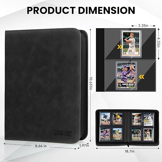 Trading Card Top Loader Binder, Trading Cards Folder Album with Sleeves, 4 Slot 112 Pockets, Collectible Games Storage Holder, MTG TCG Baseball Football Sports Cards, FOR TOP LOADERS ONLY
