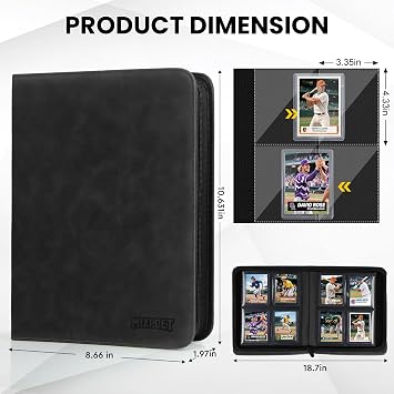 Trading Card Top Loader Binder, Trading Cards Folder Album with Sleeves, 4 Slot 112 Pockets, Collectible Games Storage Holder, MTG TCG Baseball Football Sports Cards, FOR TOP LOADERS ONLY