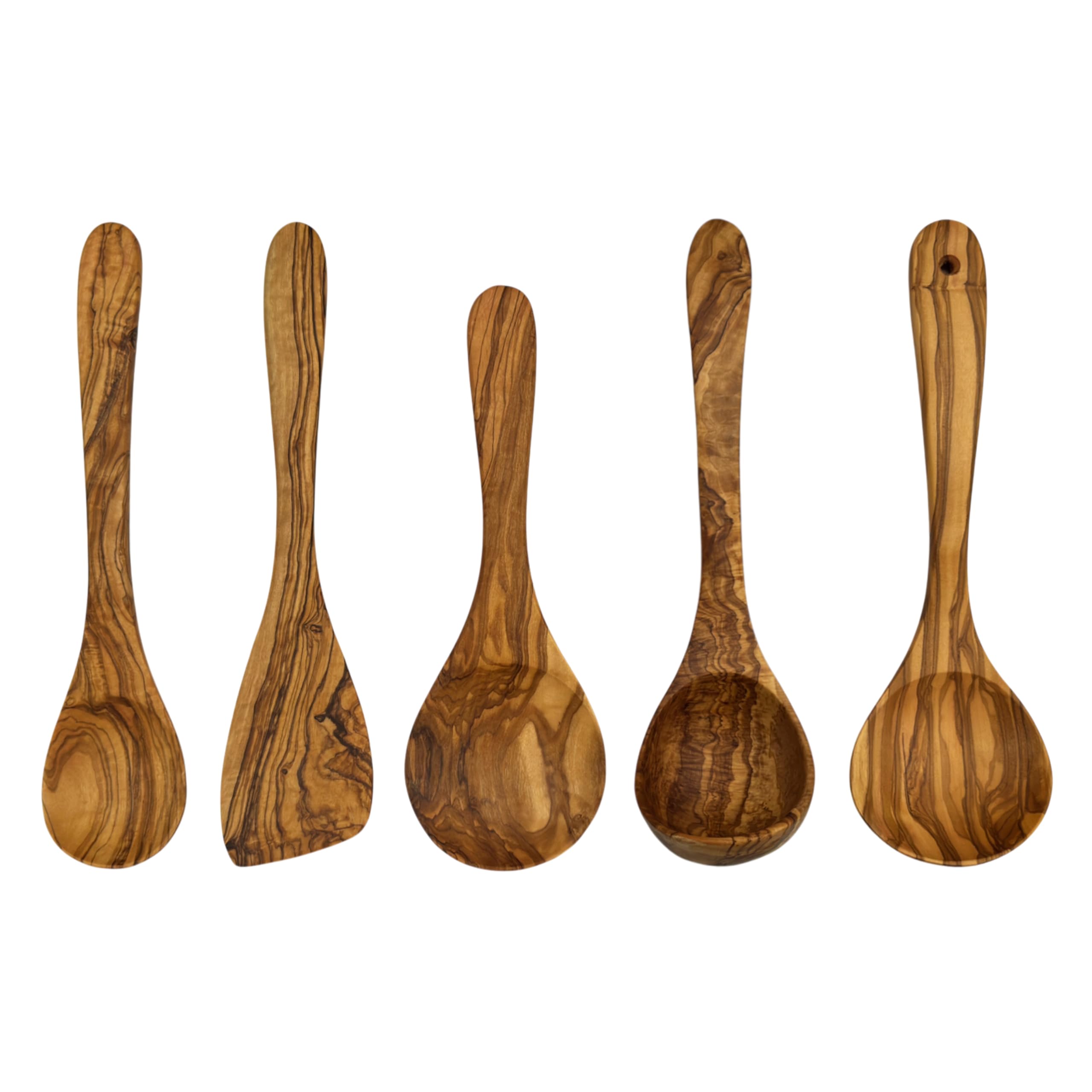 Kochbesteck Set „Solo Mix“ Olivenholz 5-teilig – vielseitige Küchenhelfer Holz – Hitzebeständig, langlebig, pfannenschonend & natürlich
