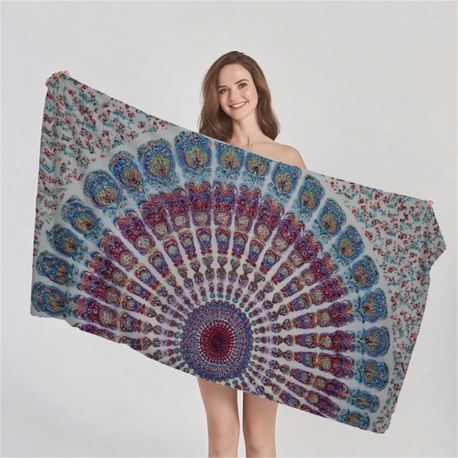 Telo Mare Microfibra 90x180 cm Telo Mare Grande, Asciugamano Palestra Assorbente Asciugatura Rapida, Asciugamano Mare Antisabbi Stuoia Spiaggia per Piscina, Campeggio, Viaggio - Turchia Retrò G1-932
